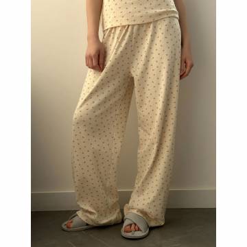 Штаны женские Miso Рибана, широкие, молочные в розу, размер М (15045)