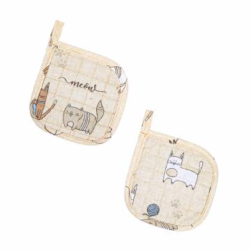 Набор кухонных прихваток Home Line Кот на кухне, песочные, 15*15 см, 2 шт (176802) Набор кухонных прихваток Home Line Кот на кухне, песочные, 15*15 см, 2 шт (176802)