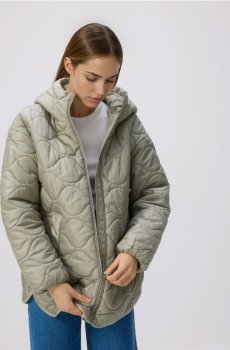 Reserved - Стьобана куртка з капюшоном - блідо-зелений - 476IA-07X
