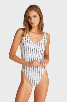 Женский белый купальник с узором ONE PIECE Белый XS Tommy Hilfiger UW0UW05905