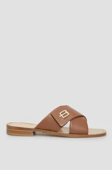 Женские коричневые кожаные слайдеры Коричневый 37.5 Baldinini D4E524P1NAPP;4120