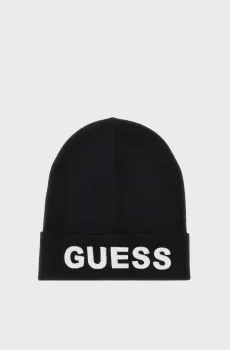 Мужская черная шерстяная шапка Черный M Guess AM5027.POL01;BKW