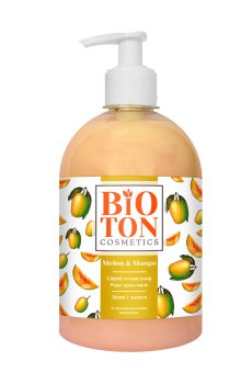 Жидкое крем-мыло Bioton Cosmetics Дыня и манго, с увлажняющим молочком, 500 мл