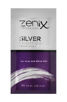 Серебряный шампунь Zenix Silver Shampoo для осветлeнных, мелированных и седых волос, 30 мл
