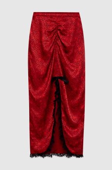 Красная медная юбка из шелка в узор
