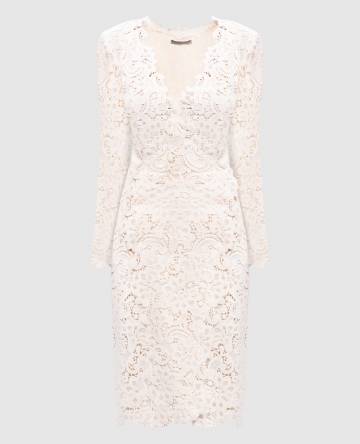 Бежевое платье на запах с шерстью