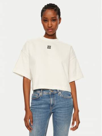 HUGO Футболка Cropped Tee 50517790 Écru Relaxed Fit HUGO Футболка Cropped Tee 50517790 Écru Relaxed Fit