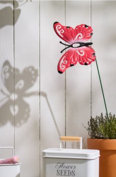 Садова декорація на паличці у формі метелика - рожевий