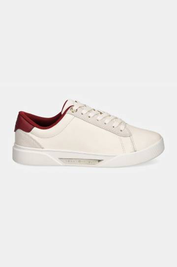 Кожаные кроссовки Tommy Hilfiger CHIC COURT SNEAKER цвет бежевый FW0FW08123 Кожаные кроссовки Tommy Hilfiger CHIC COURT SNEAKER цвет бежевый FW0FW08123