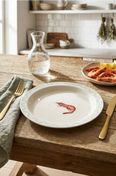 Керамічна тарілка з морським мотивом - блакитний