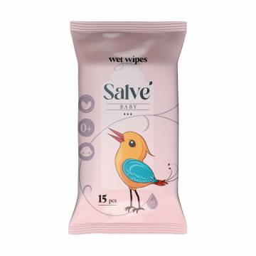 Детские влажные салфетки Salve розовые, 15 шт Детские влажные салфетки Salve розовые, 15 шт