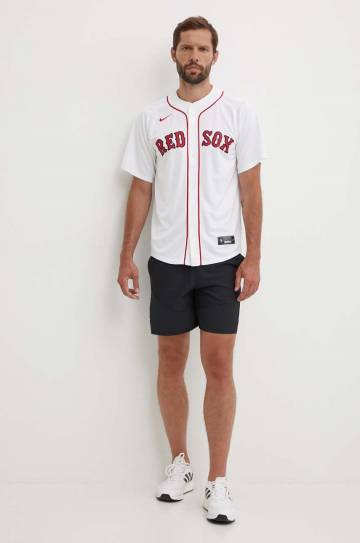 Рубашка Nike Boston Red Sox цвет белый regular со стойкой Рубашка Nike Boston Red Sox цвет белый regular со стойкой