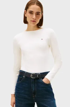 Женский белый джемпер SLIM 5X2 RIB BOAT-NK Белый XS Tommy Hilfiger WW0WW47309