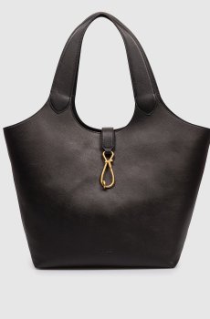 Черная кожаная сумка-тоут с логотипом