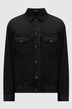 Черная джинсовая куртка с нашивкой логотипа