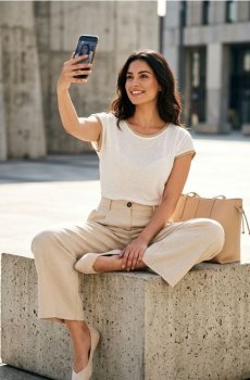 Футболка з декоративною окантовкою - кремовий