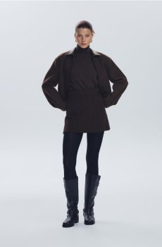 Reserved - Блейзер на блискавці - темно коричневий - 874GA-89X