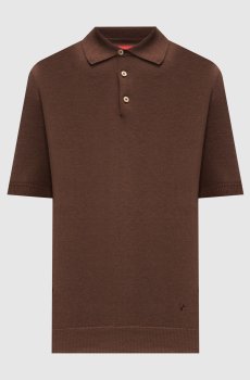 Коричневое поло из льна и шелка