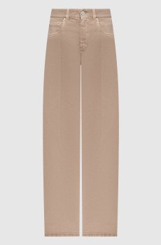Бежевые джинсы с логотипом патча