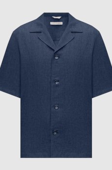Синяя рубашка из льна