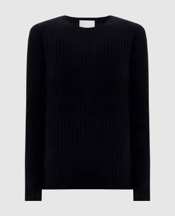Черный джемпер в рубчике из кашемира