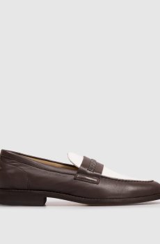 Коричневые кожаные лоферы с цепочкой мониль