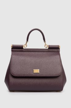 Фиолетовая кожаная сумка Sicily с логотипом