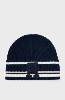 Мужская темно-синяя шапка TH MONOGRAM BEANIE Синий ONESIZE Tommy Hilfiger AM0AM11503
