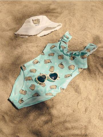 Reserved - GIRLS` SWIMMING SUIT - блідо-зелений - 690EB-07X Reserved - GIRLS` SWIMMING SUIT - блідо-зелений - 690EB-07X