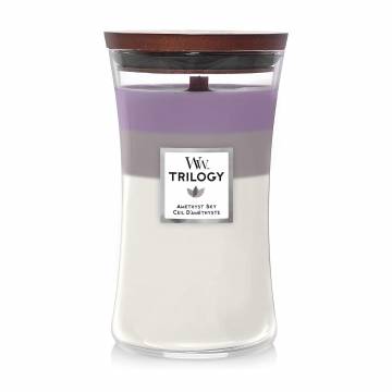 Ароматическая свеча в стакане WoodWick Hourglass Trilogy Candle Large Amethyst Sky, 609 г Ароматическая свеча в стакане WoodWick Hourglass Trilogy Candle Large Amethyst Sky, 609 г