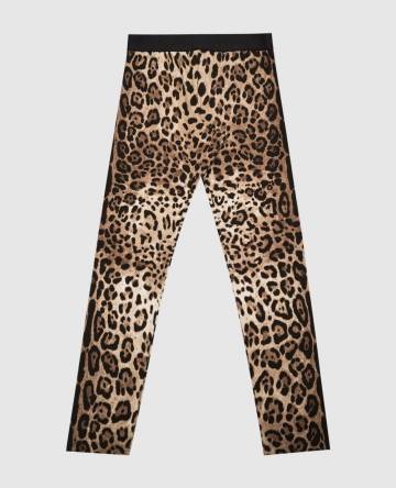 Детские коричневые леггинсы в леопардовый принт