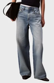 Женские голубые джинсы THE WIDE LEG Голубой 24-RG Calvin Klein Jeans LV047C702G