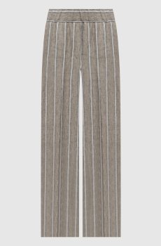 Коричневые брюки из льна в полоску