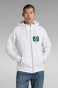 Мужское белое худи Sports zip loose Белый XL G-Star RAW D23323,D483