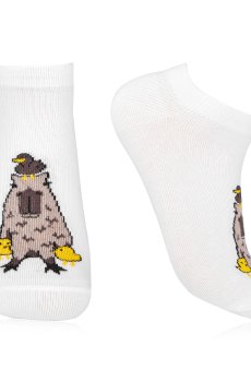 Носки женские AmiGA укороченные, белые, капибара, размер 23-25