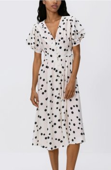 Reserved - Сукня міді з модальним принтом - кремовий - 890KI-01X