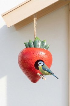 Годівниця для птахів у формі полуниці - червоний