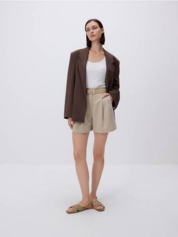 Reserved - Шорти з плетеним ременем - бежевий - 169BP-80X