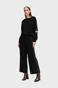 Женские черные кюлоты GLITTER LOGO TAPE CULOTTES Черный XL Karl Lagerfeld 246W1010