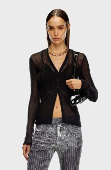 Женский черный шерстяной кардиган M-ARINA Черный S Diesel A14311 0SKAX