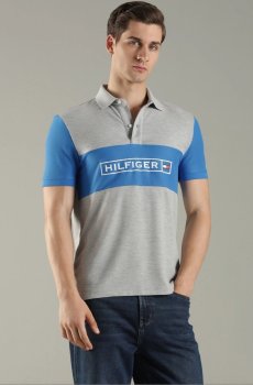 Tommy Hilfiger Men Brand Logo Colourblocked Polo Collar T-shirt