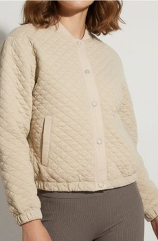 Стьобана куртка-бомбер - бежевий