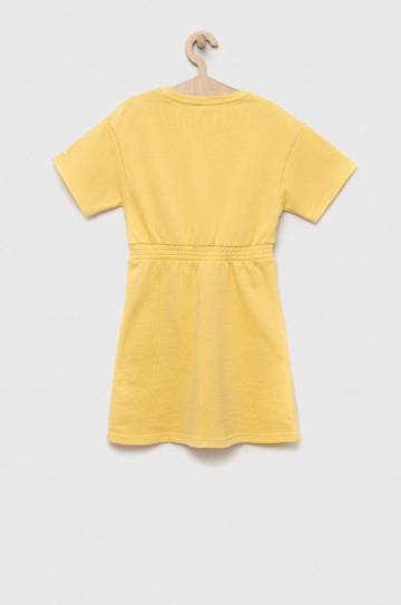 Хлопковое детское платье Pepe Jeans PJL GJ Non-denim цвет жёлтый mini расклешённое Хлопковое детское платье Pepe Jeans PJL GJ Non-denim цвет жёлтый mini расклешённое