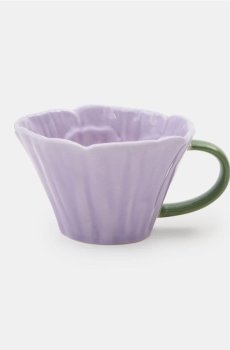 Керамічна чашка з квітковим мотивом - фіолетовий