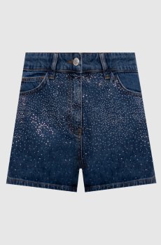 Синие джинсовые шорты с кристаллами