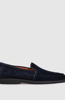 Синие замшевые лоферы с логотипом