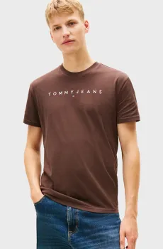 Мужская коричневая футболка REG LINEAR LOGO Коричневый S Tommy Jeans DM0DM20744