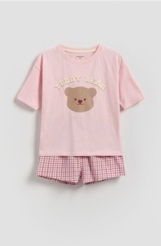 Reserved - Двокомплектна піжама з ведмедиком - пастельний рожевий - 624IN-03X