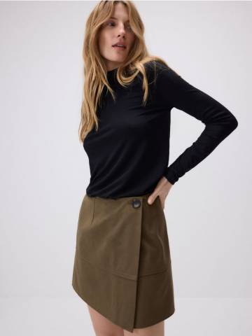 Reserved - Мініспідниця зі штучної замші - пильно-зелений - 695EH-97X