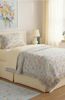 Квітковий комплект постільної білизни з воланами - різнобарвний